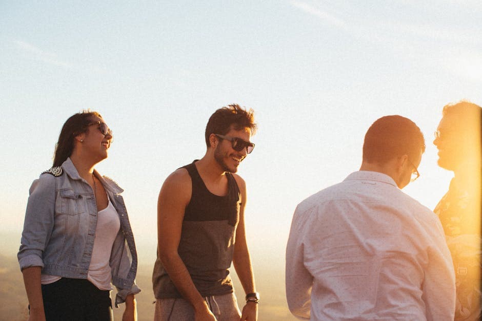 People connecting at golden hour